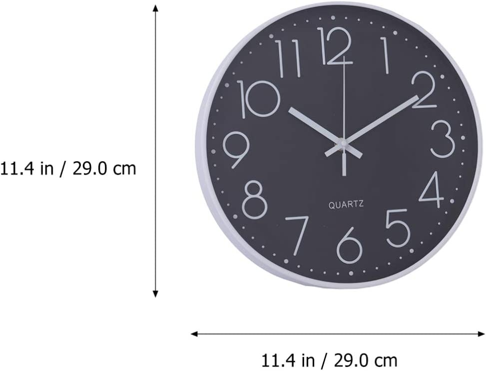 Keukenklok - Wandklok 30 cm - Stille klok - Kleine klok - Zwart met wit