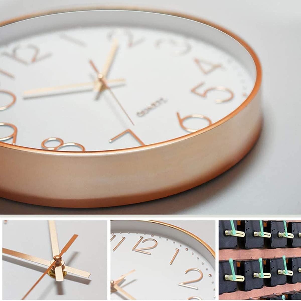 Keukenklok - Wandklok 30 cm - Stille klok - Kleine klok - Wit met rosé