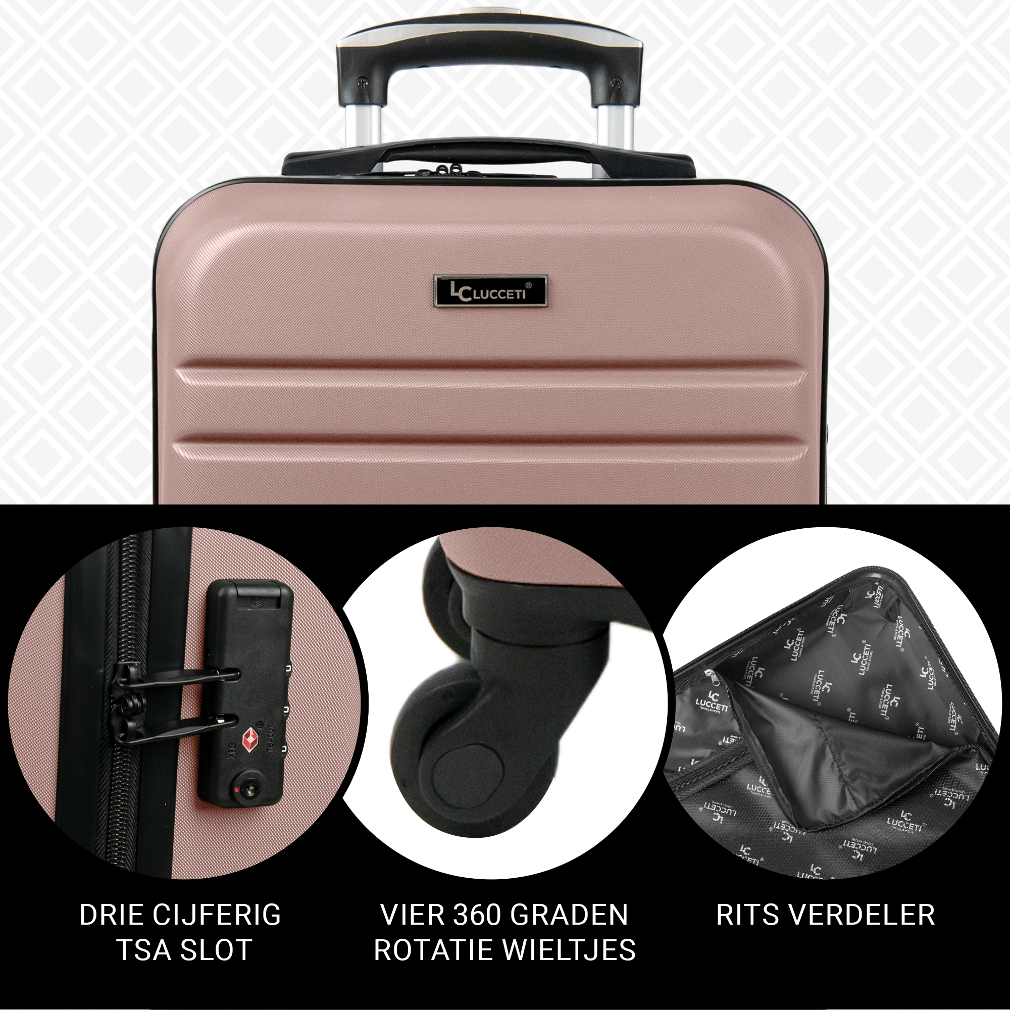 Handbagagekoffer - TSA slot - Reiskoffer - Anti-diefstal - 35 L - 54 x 34 x 20 cm - Roze