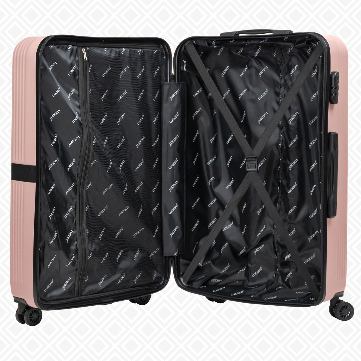Kofferset 4-delig - Handbagage - Met wielen - Koffers - Trolley - Milaan - Rosé Gold