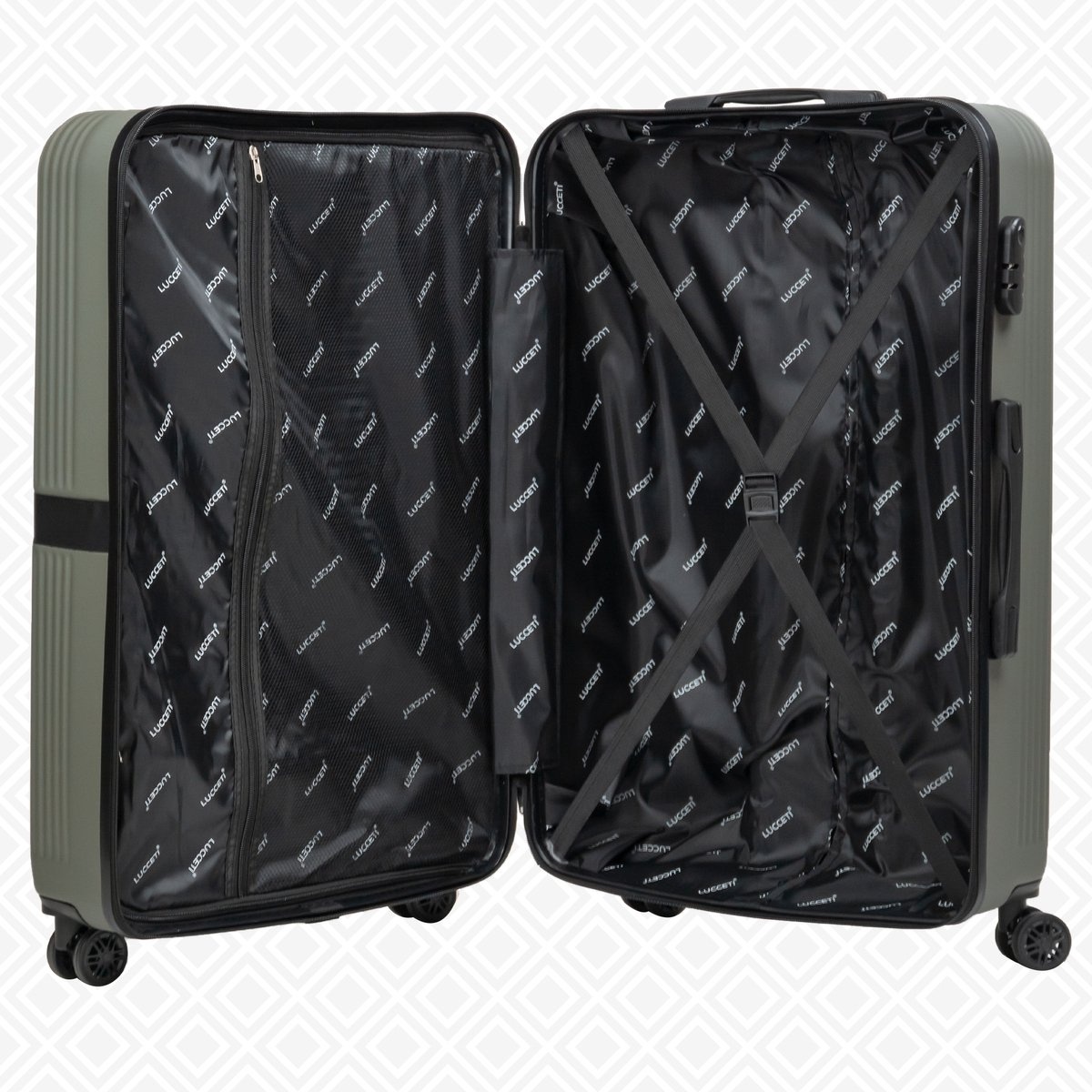 Kofferset 4-delig - Handbagage - Met wielen - Koffers - Trolley - Milaan - Olijfgroen