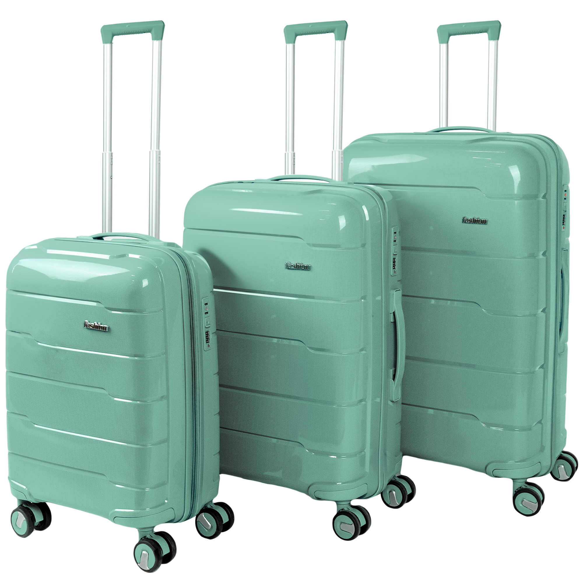 Kofferset 3-delig - Handbagage - Met wielen - Koffers - Premium PP kwaliteit - Trolley - Florence - Mintgroen