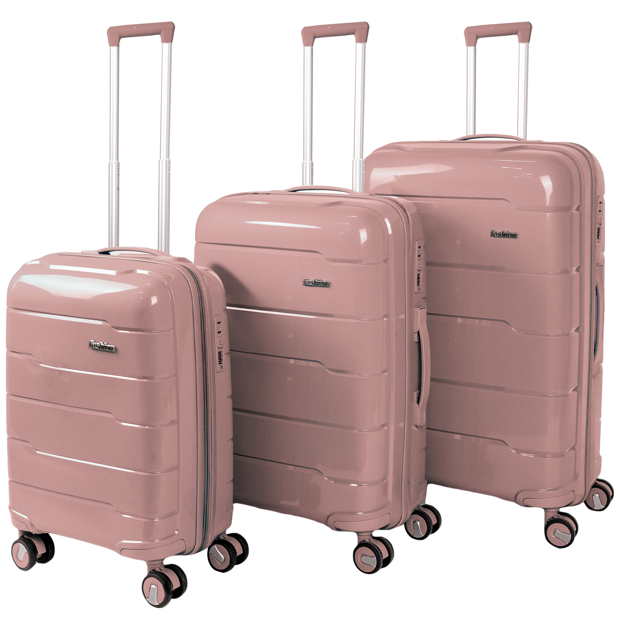 Kofferset 3-delig - Handbagage - Met wielen - Koffers - Premium PP kwaliteit - Trolley - Florence - Roze