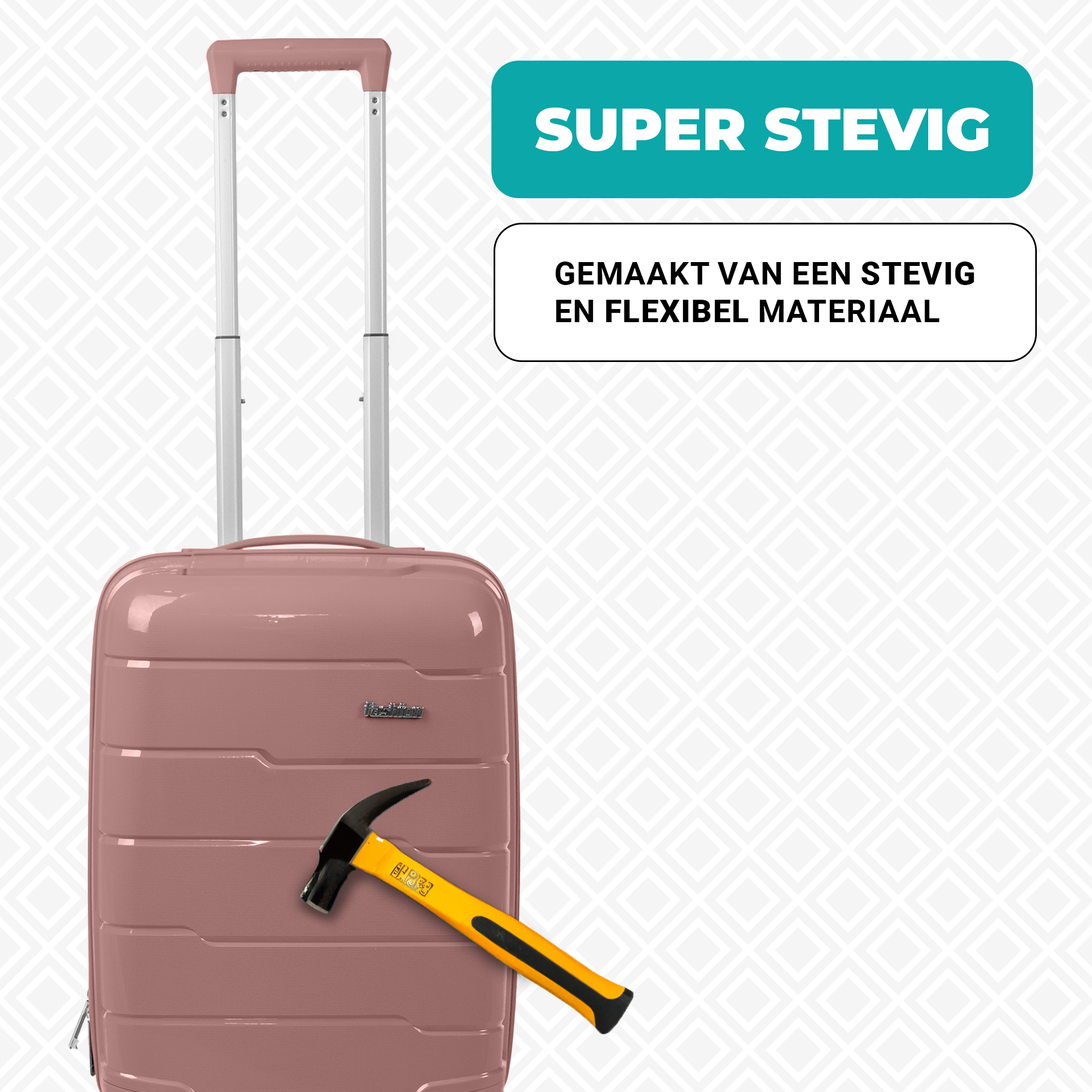 Kofferset 3-delig - Handbagage - Met wielen - Koffers - Premium PP kwaliteit - Trolley - Florence - Roze