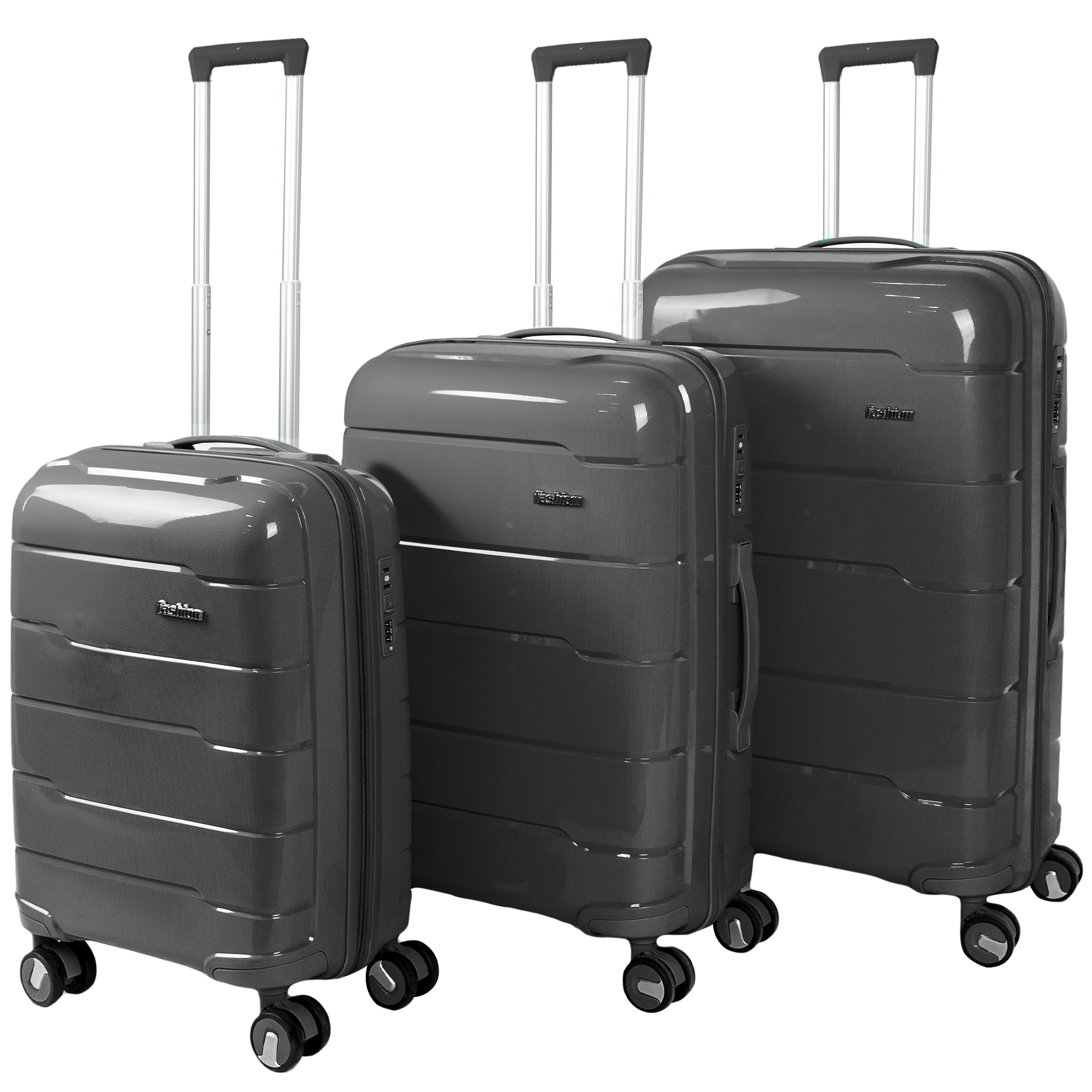 Kofferset 3-delig - Handbagage - Met wielen - Koffers - Premium PP kwaliteit - Trolley - Florence - Grijs