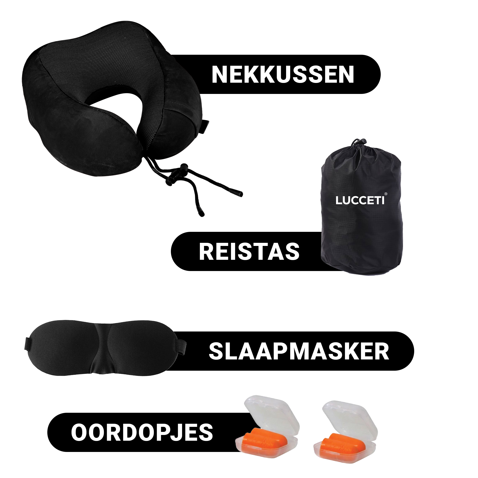 5-delige Nekkussen Set - Reiskussen voor Vliegtuig - Auto - Travel Pillow - Slaapmasker en Oordopjes