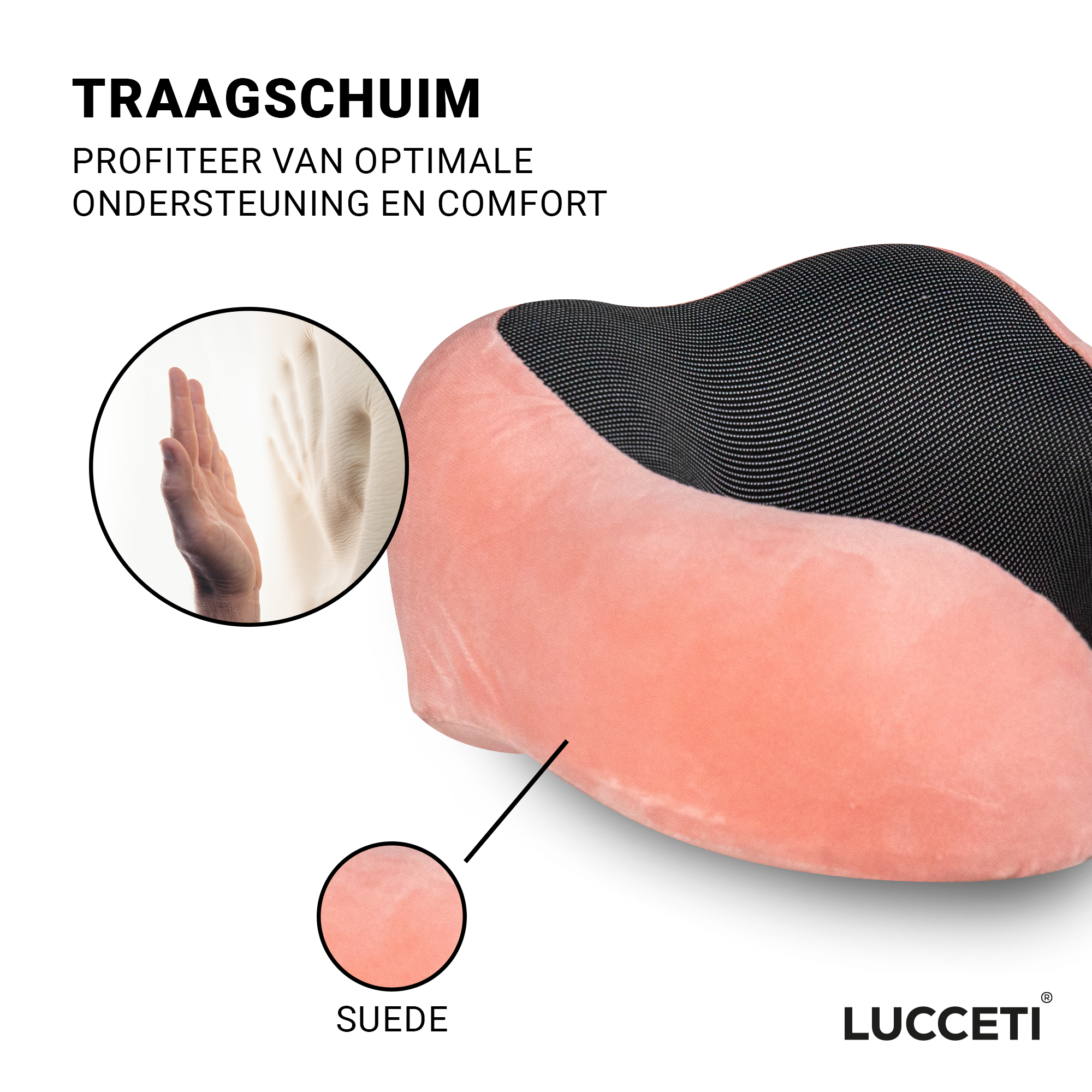 5-delige Nekkussen Set - Reiskussen voor Vliegtuig - Auto - Travel Pillow - Slaapmasker en Oordopjes - Roze