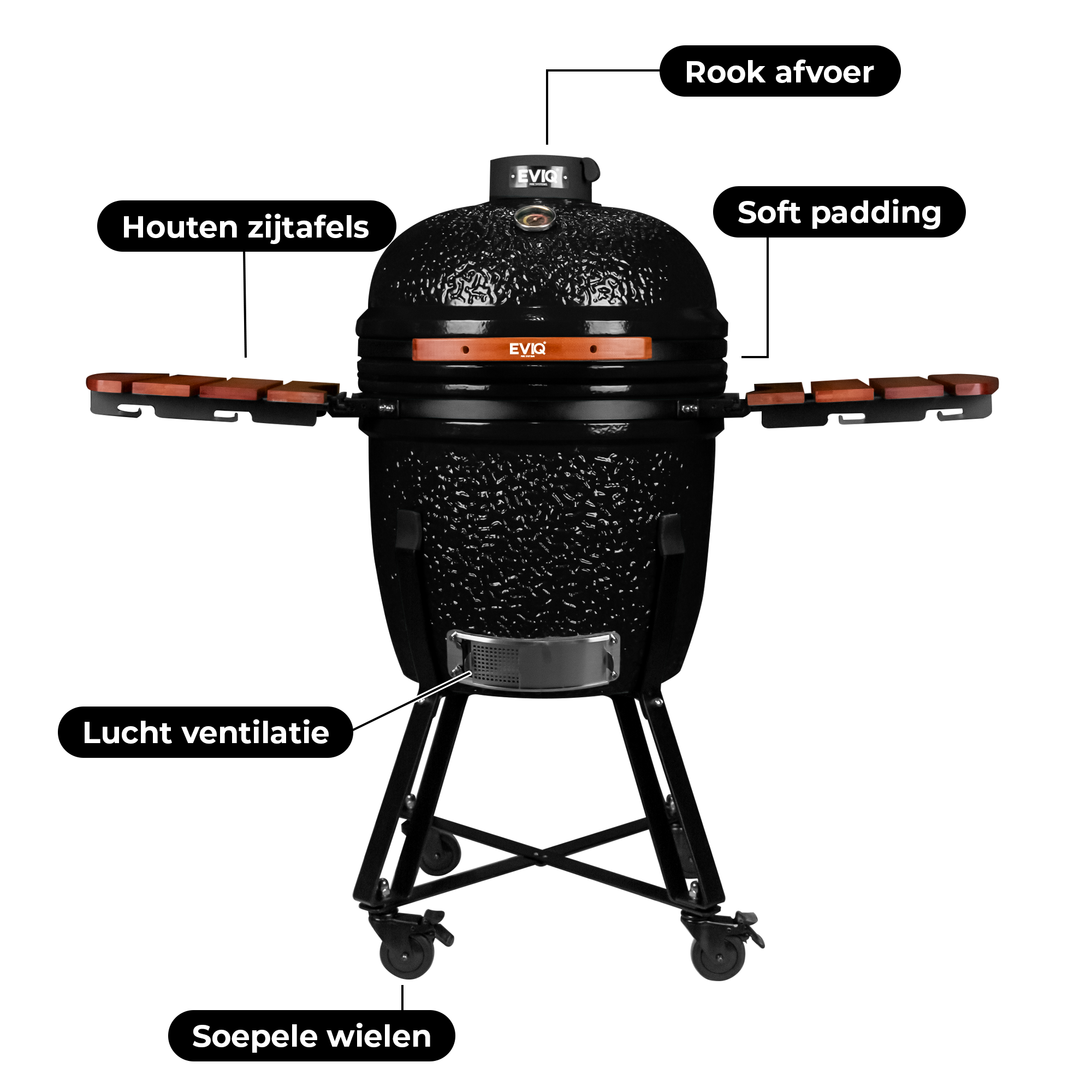 BBQ - Kamado - 21" - Grillmaster - Houtskoolbarbecue - Keramisch - Zwart