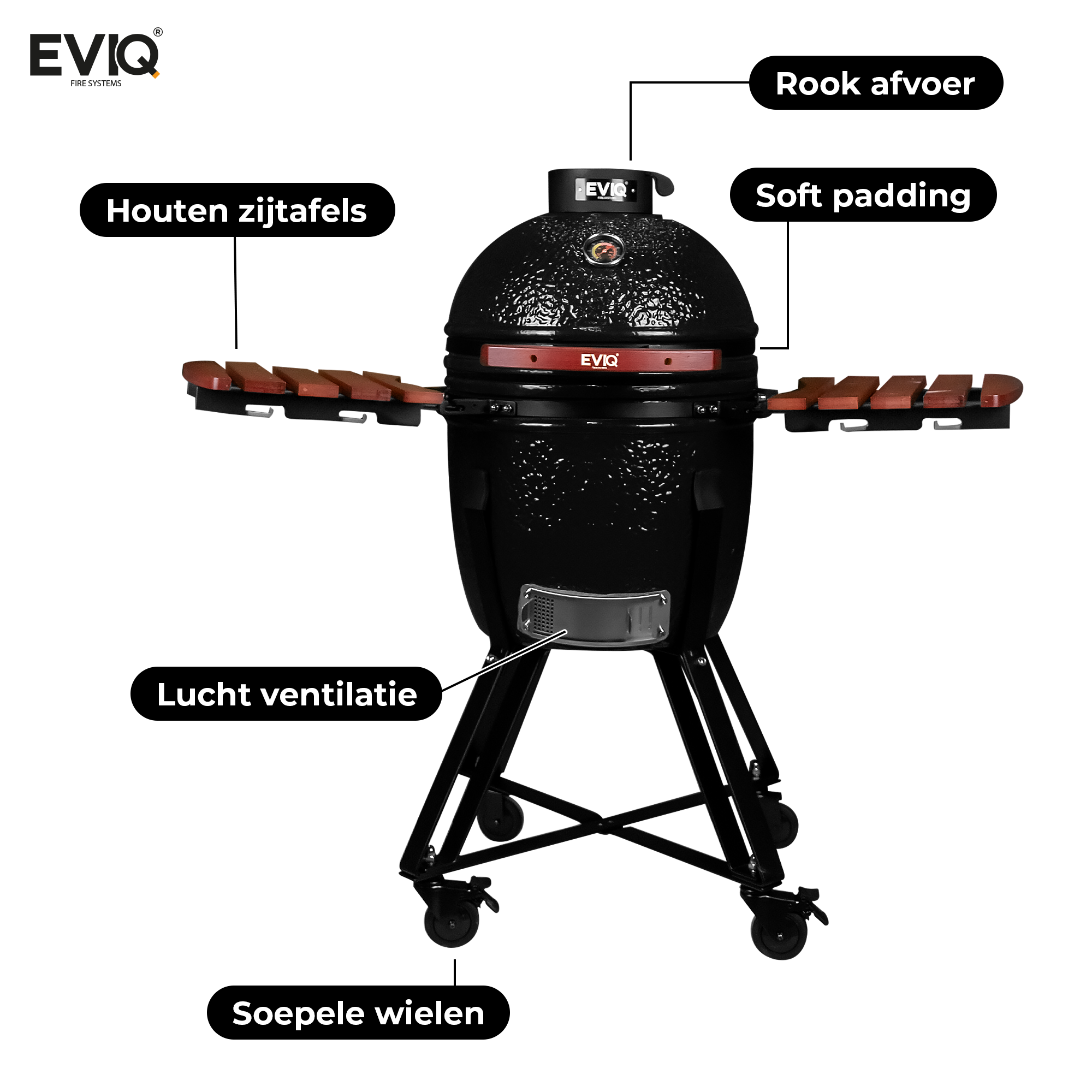 BBQ - Kamado - 18" - Grillmaster - Houtskoolbarbecue - Keramisch - Zwart