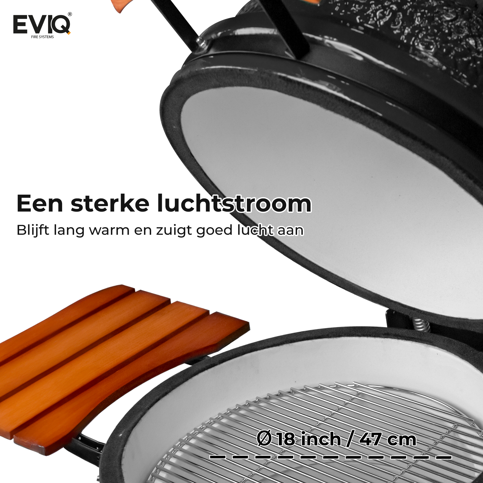 BBQ - Kamado - 18" - Grillmaster - Houtskoolbarbecue - Keramisch - Grijs