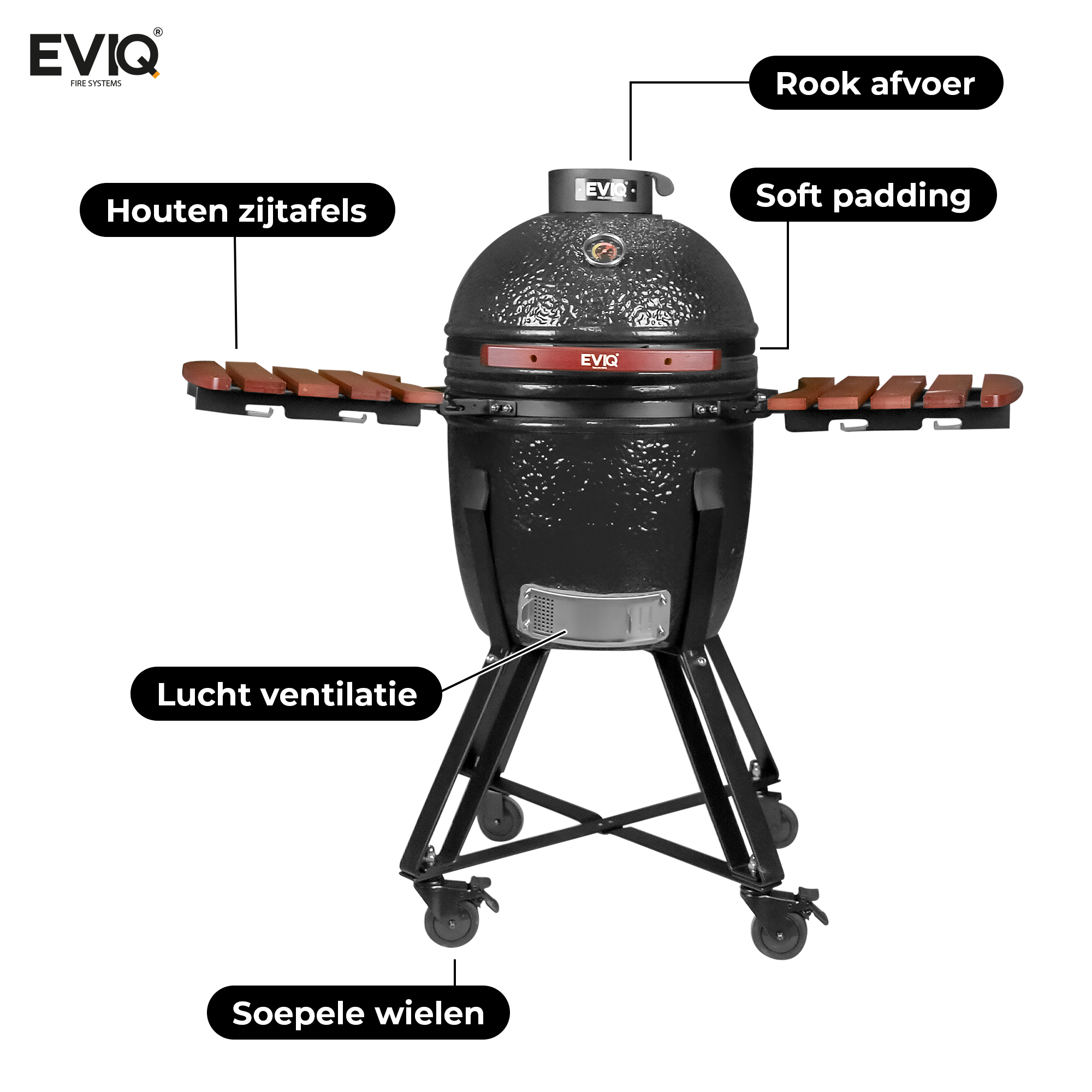 BBQ - Kamado - 18" - Grillmaster - Houtskoolbarbecue - Keramisch - Grijs