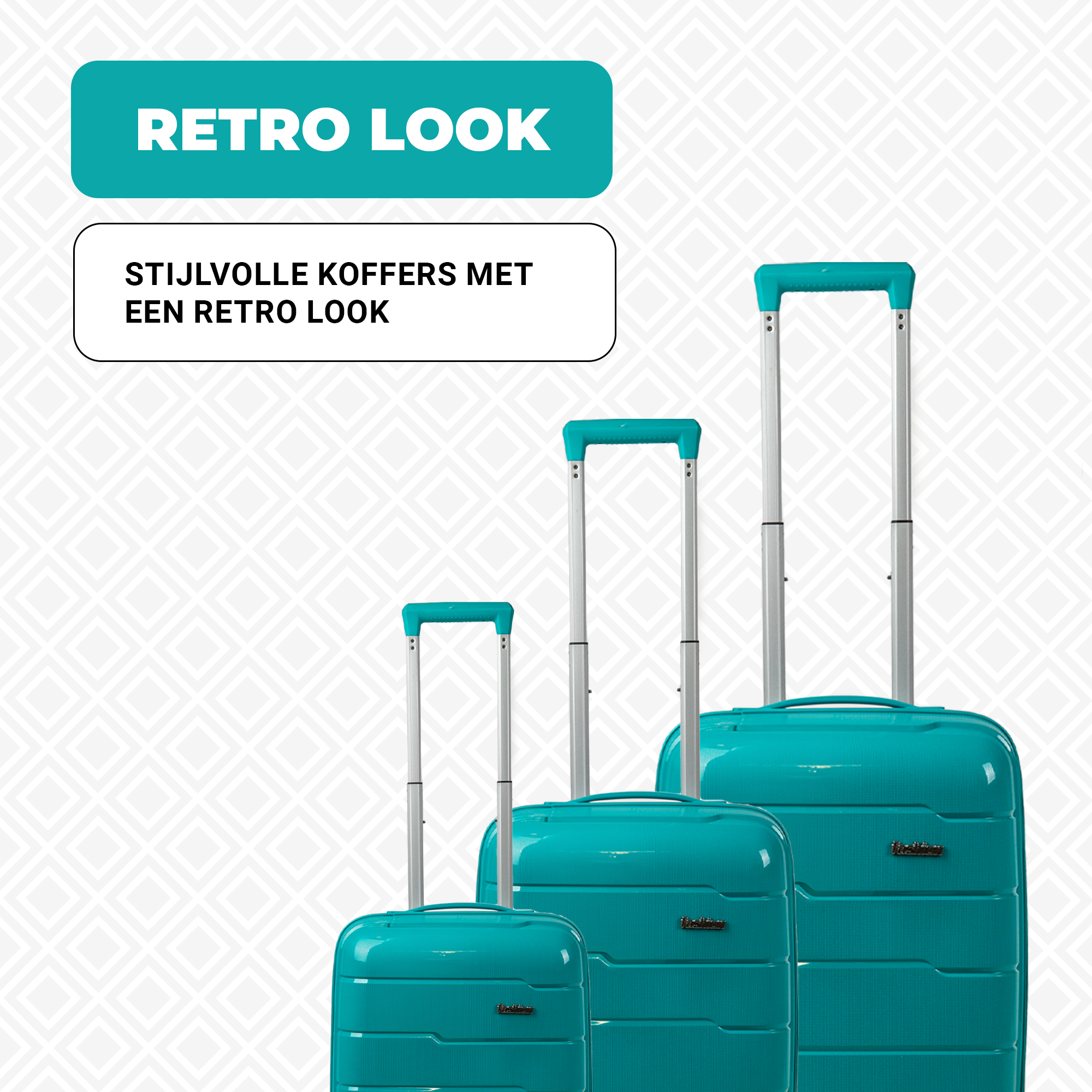 Kofferset 3-delig - Handbagage - Met wielen - Koffers - Premium PP kwaliteit - Trolley - Florence - Dark green