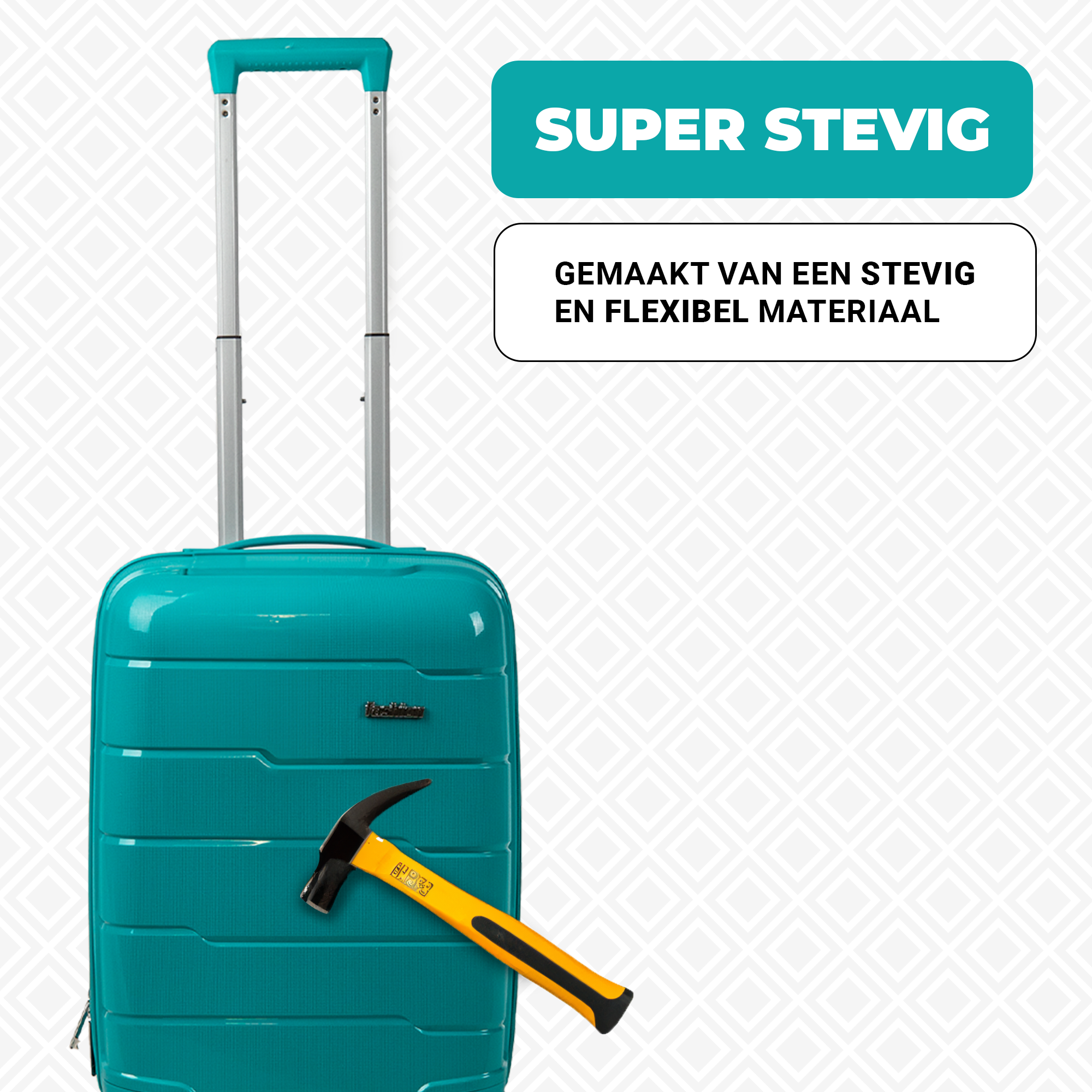 Kofferset 3-delig - Handbagage - Met wielen - Koffers - Premium PP kwaliteit - Trolley - Florence - Dark green