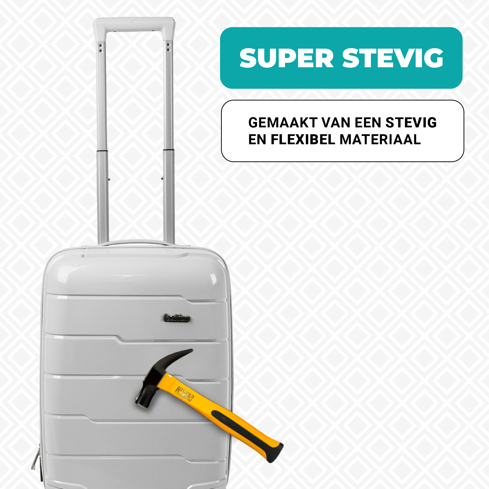 Kofferset 3-delig - Handbagage - Met wielen - Koffers - Premium PP kwaliteit - Trolley - Florence - Wit