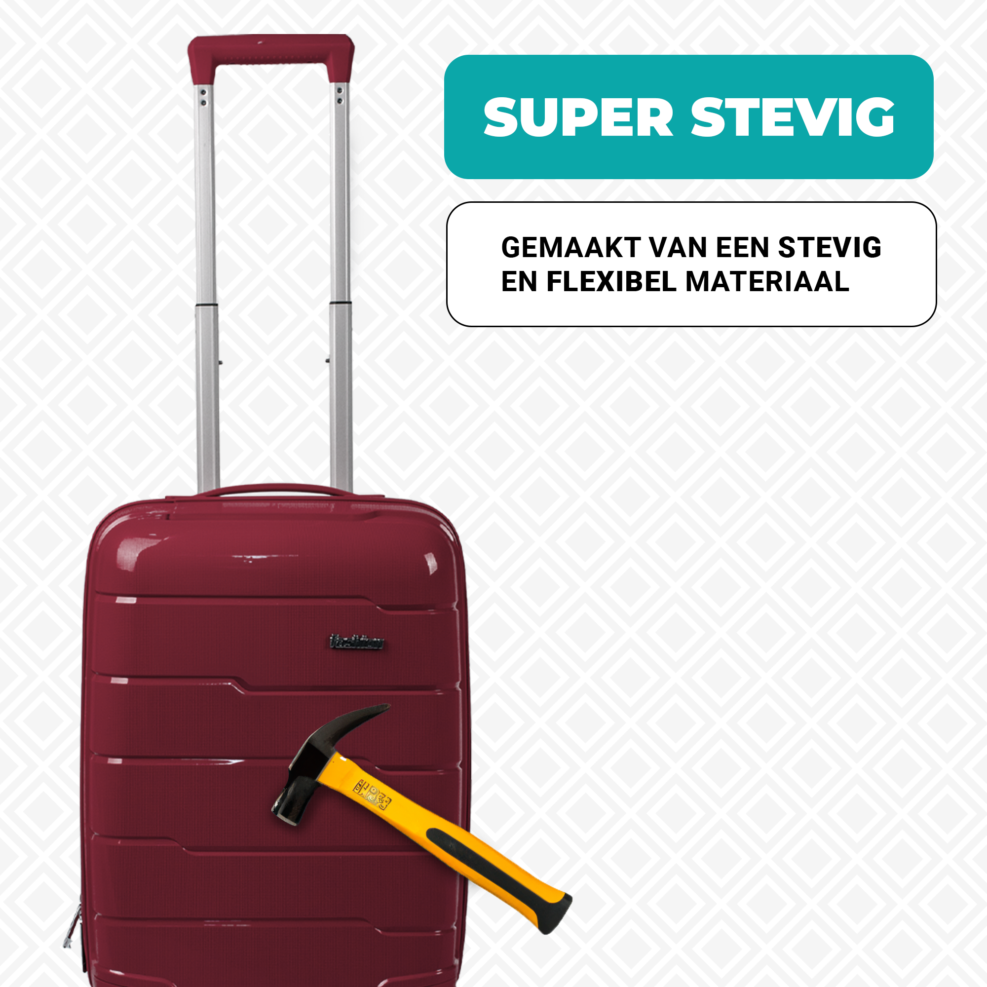 Kofferset 3-delig - Handbagage - Met wielen - Koffers - Premium PP kwaliteit - Trolley - Florence - Red