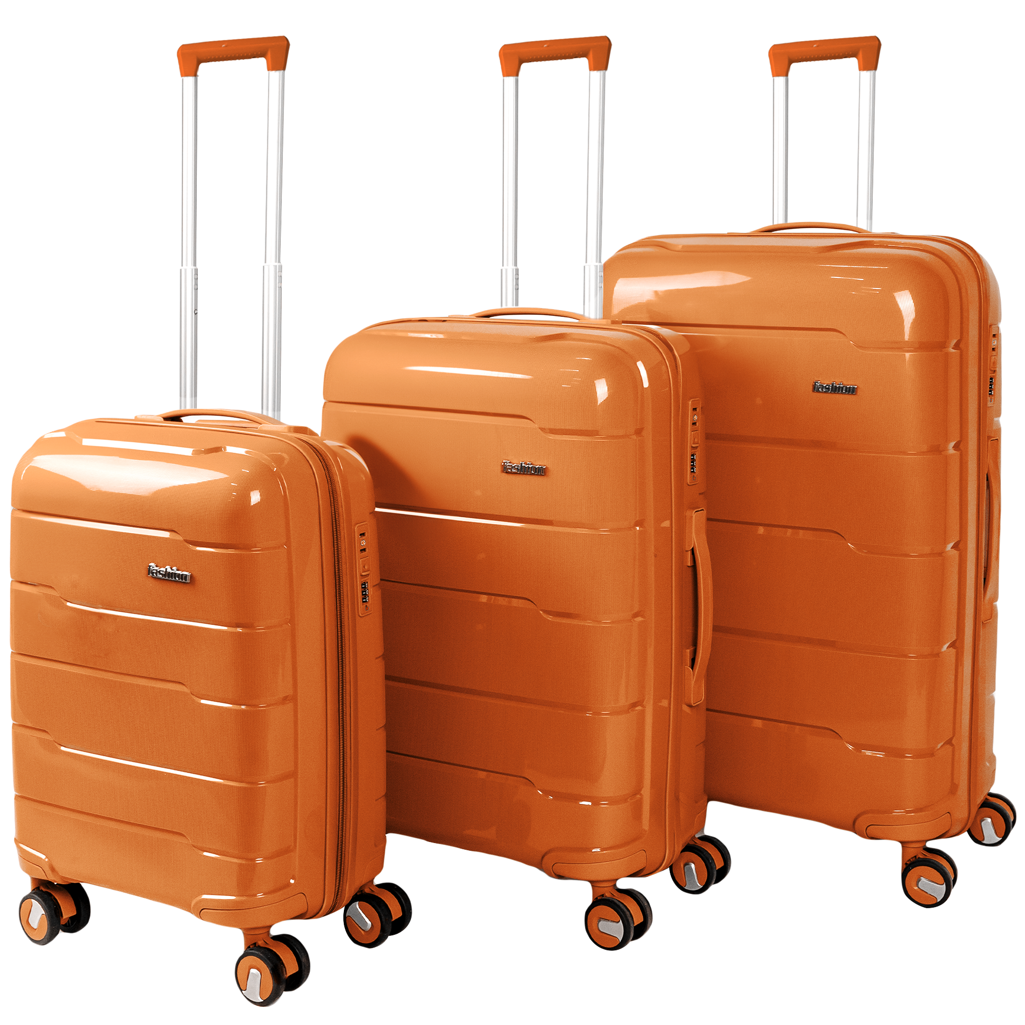 Kofferset 3-delig - Handbagage - Met wielen - Koffers - Premium PP kwaliteit - Trolley - Florence - Oranje