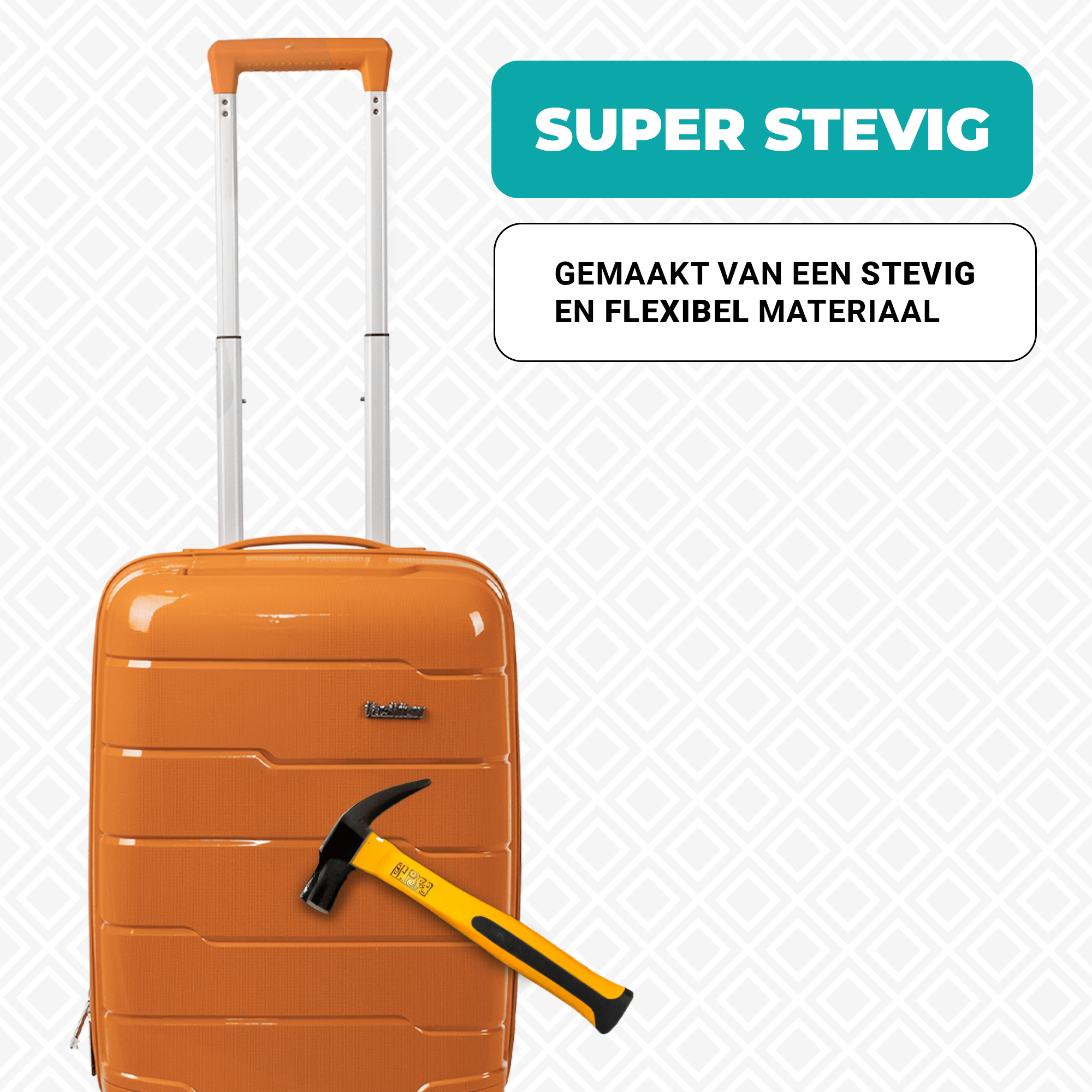 Kofferset 3-delig - Handbagage - Met wielen - Koffers - Premium PP kwaliteit - Trolley - Florence - Oranje