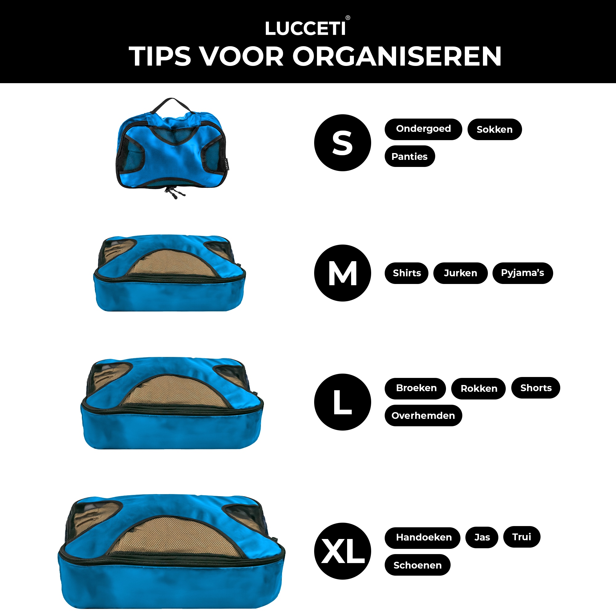 Packing Cubes - Koffer Organizer Set - 4 Delige Set - Voor Koffer en Backpack - Roze