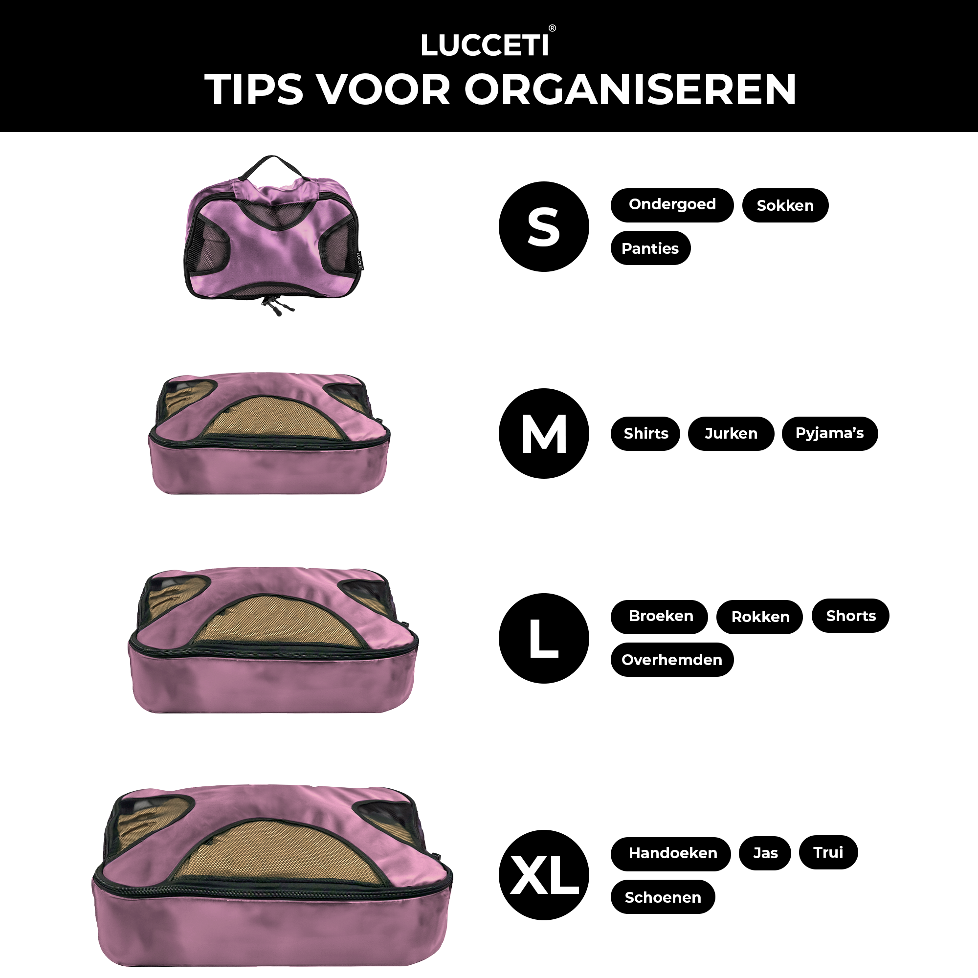 Packing Cubes - Koffer Organizer Set - 4 Delige Set - Voor Koffer en  Backpack - - Votira - Lifestyle en Wonen