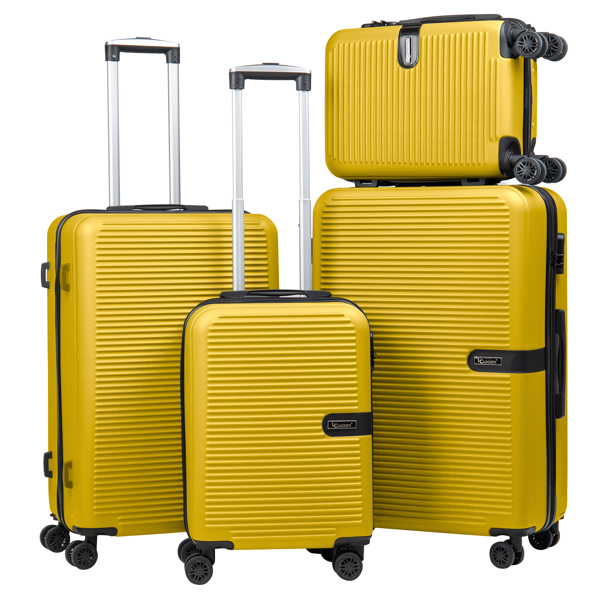 Kofferset 4-delig - Handbagage - Met wielen - Koffers - Trolley - Milaan - Geel