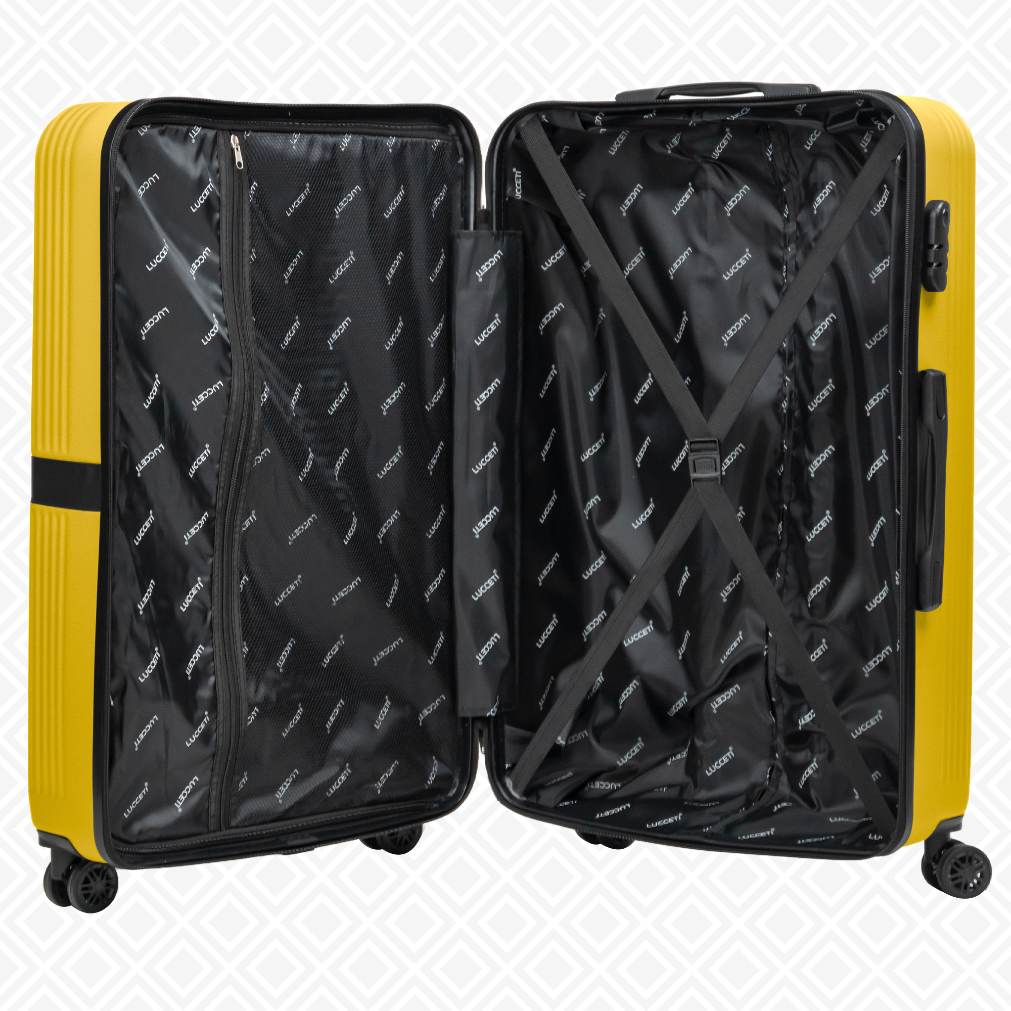 Kofferset 4-delig - Handbagage - Met wielen - Koffers - Trolley - Milaan - Geel