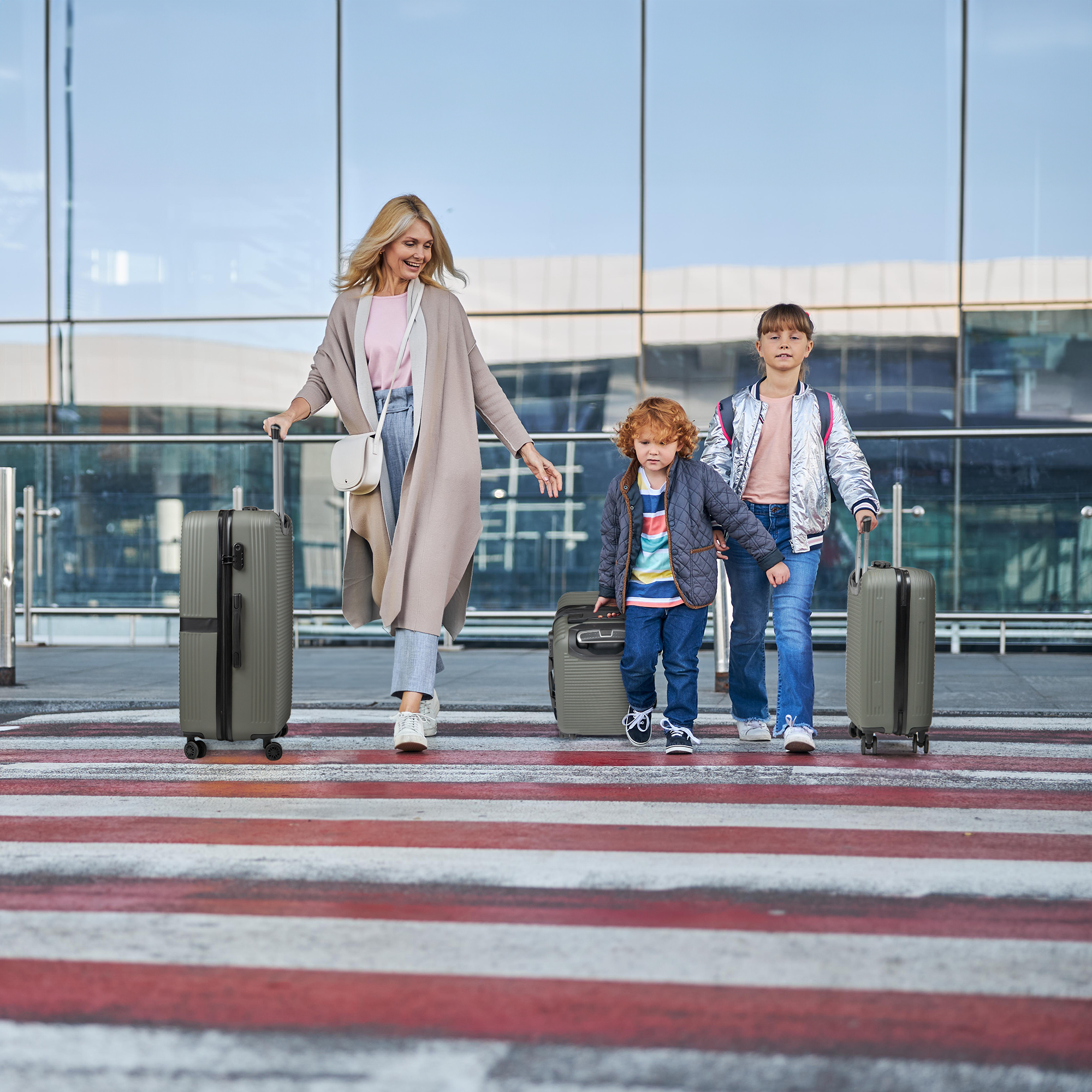 Kofferset 4-delig - Handbagage - Met wielen - Koffers - Trolley - Milaan - Geel
