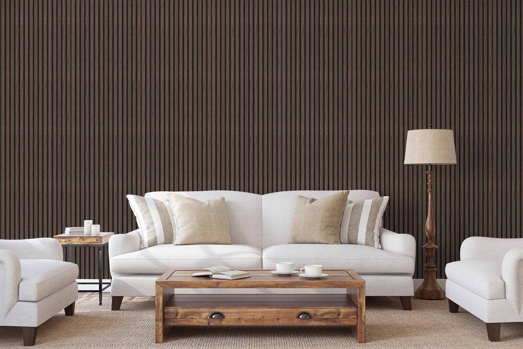 Akupanel - Eiken Dark Walnoot - 270 x 60 cm - Lattenwand - Akoestische wandpanelen