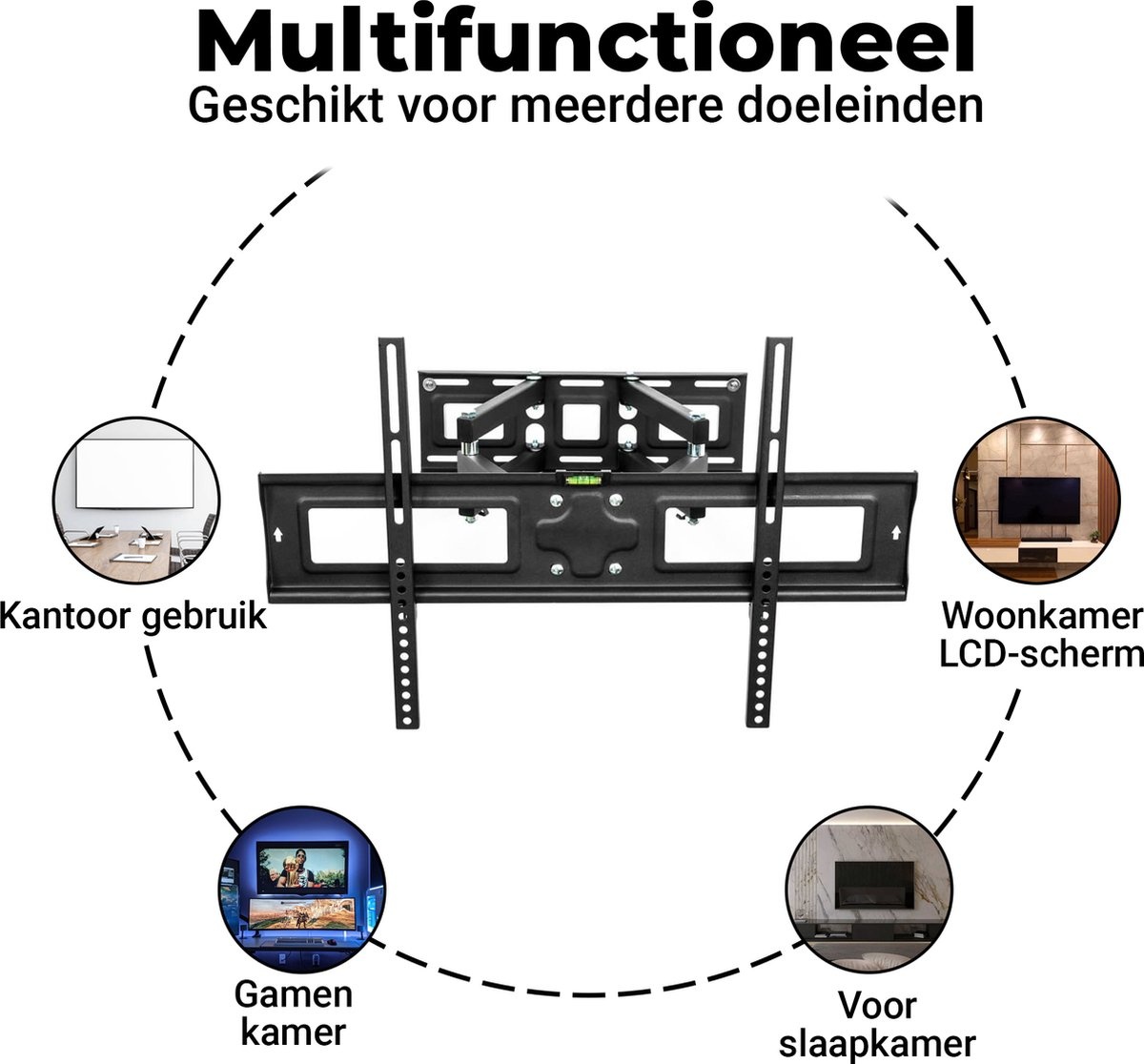 Muurbeugel - Universele TV Beugel - Draaibaar en kantelbaar - 28 t/m 75 inch - Tot 50kg - Zwart