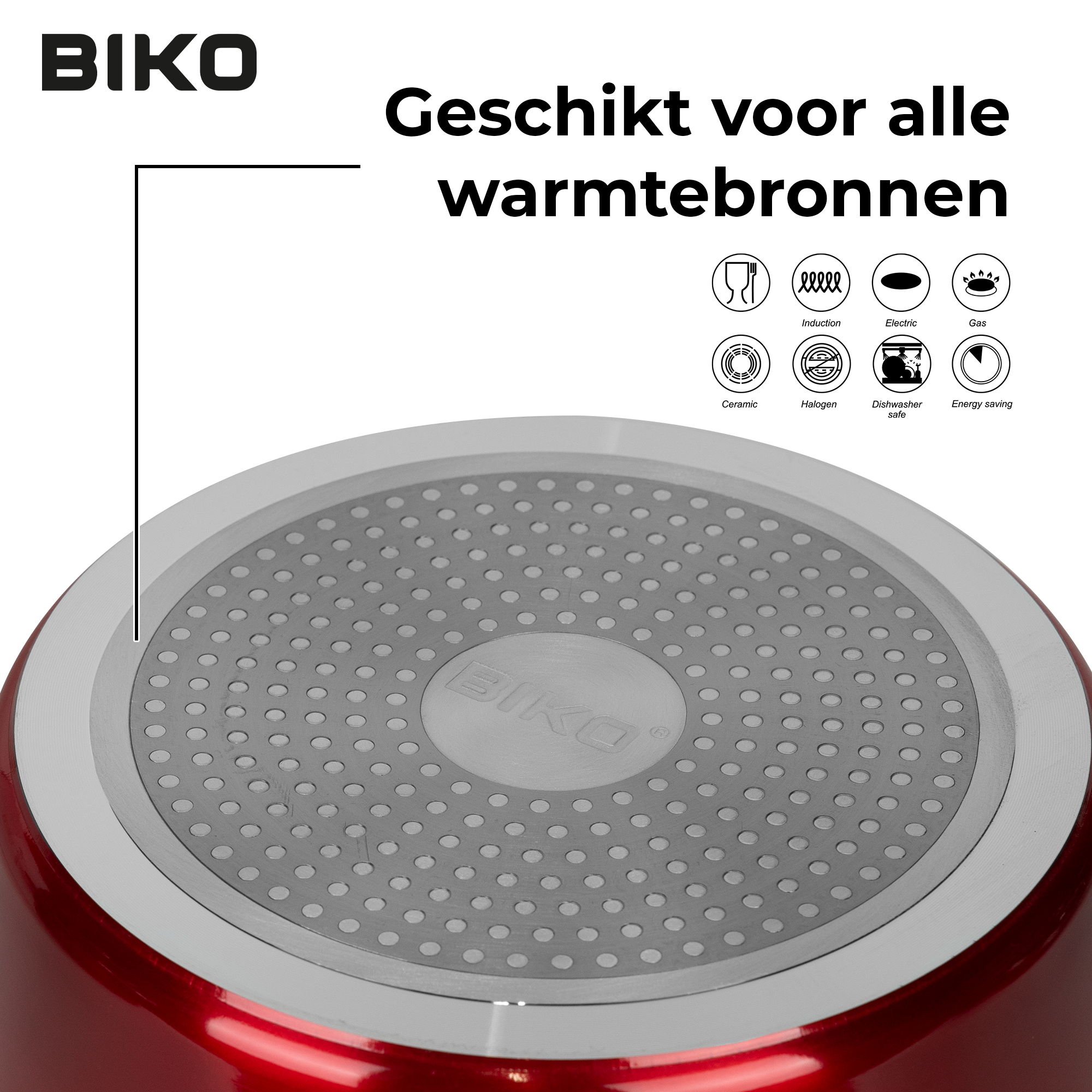 Pannenset Profiline 10 delig met anti-aanbaklaag - Rood