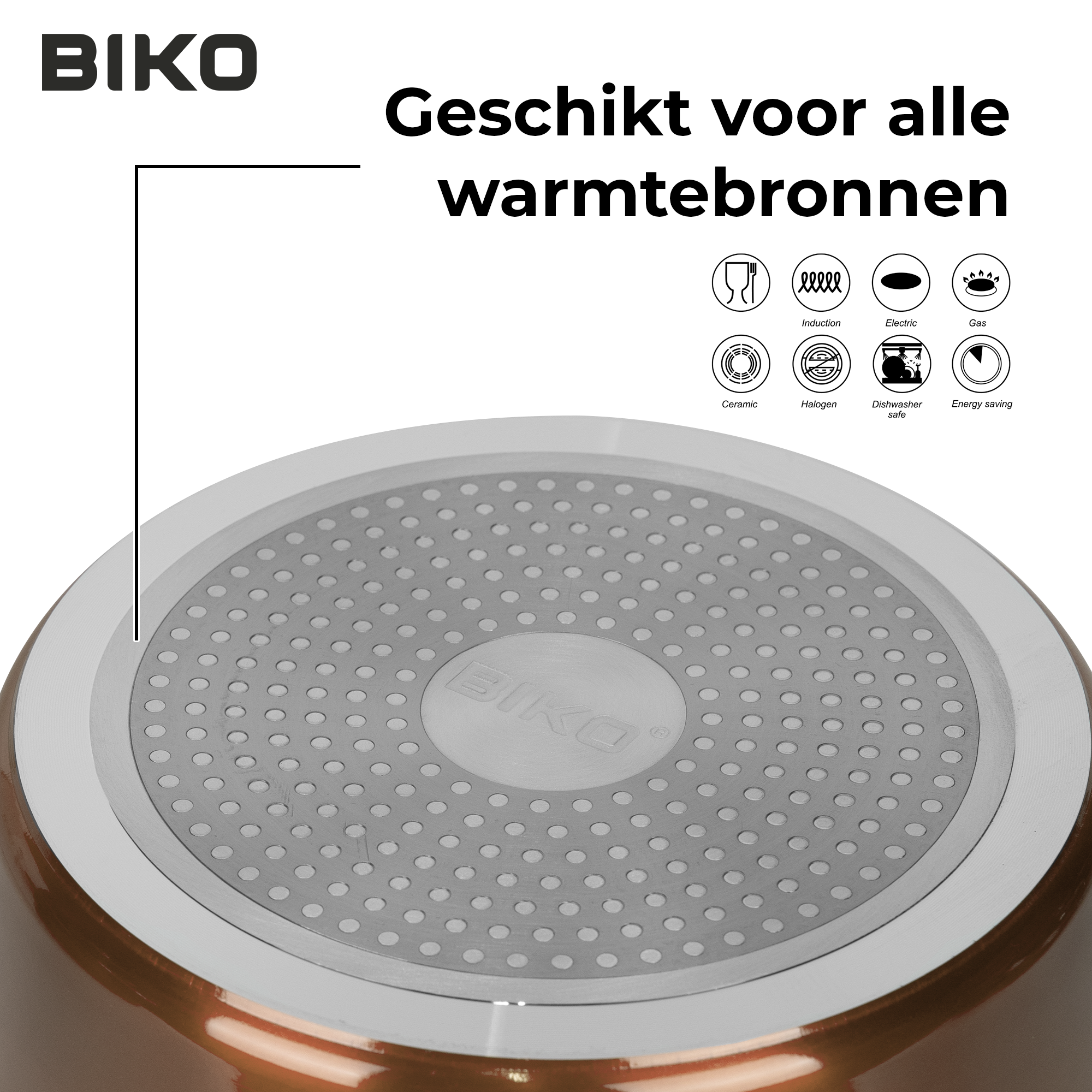 Pannenset Profiline 10 delig met anti-aanbaklaag - Koper