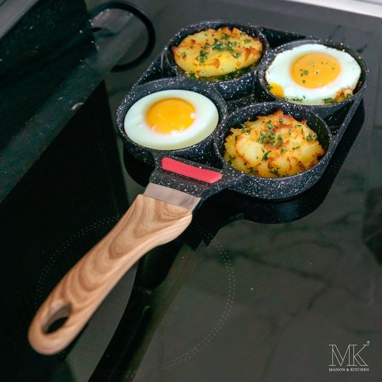 Pannenkoekenpan - Omeletpan - Eierpan - 4 vakjes - Wood