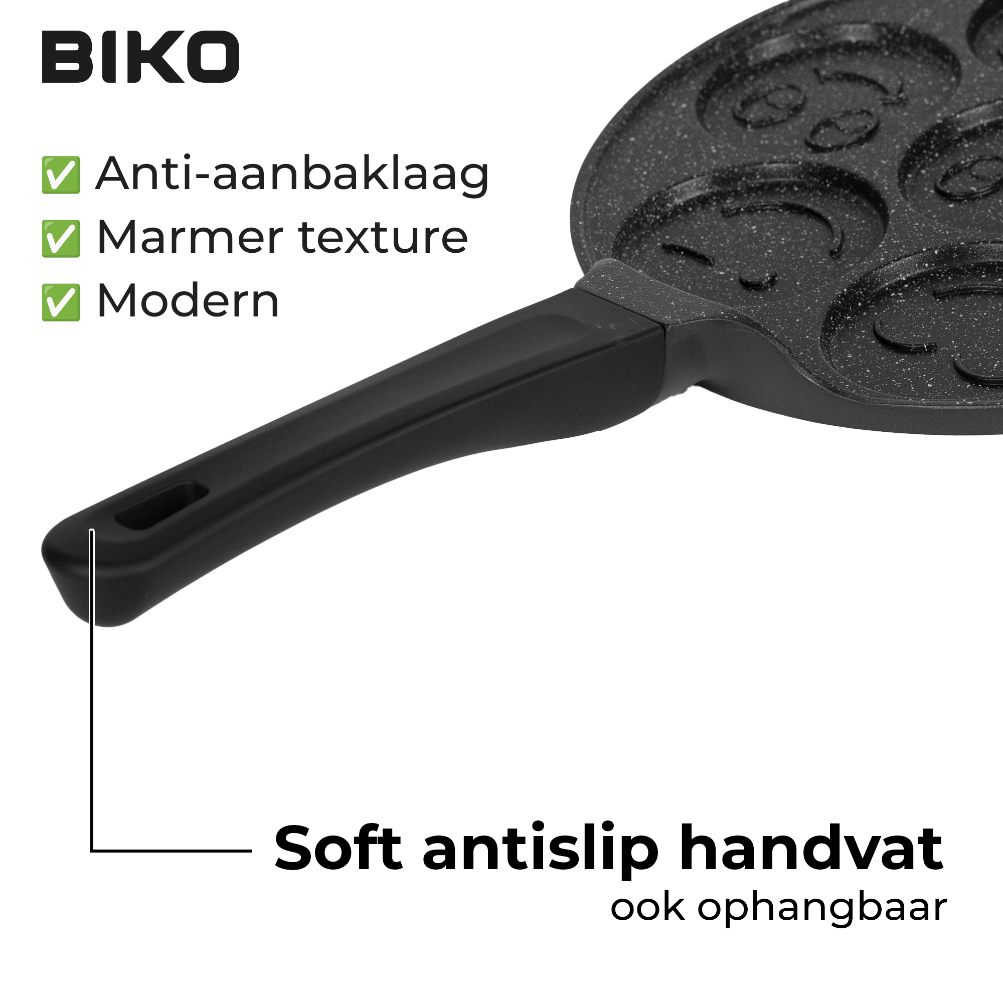 Pancake pan Smiley - Baghrir - Marmercoating met anti-aanbaklaag - Ø 26,5 cm