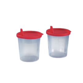 Urinebeker 125 ml met rood klikdeksel [100 stuks]