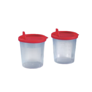 Urinebeker 125 ml met rood klikdeksel 100 stuks