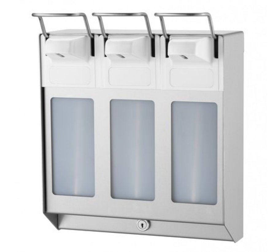 TRIO Distributeur de savon et de désinfectant 1000 ml en acier inoxydable KB