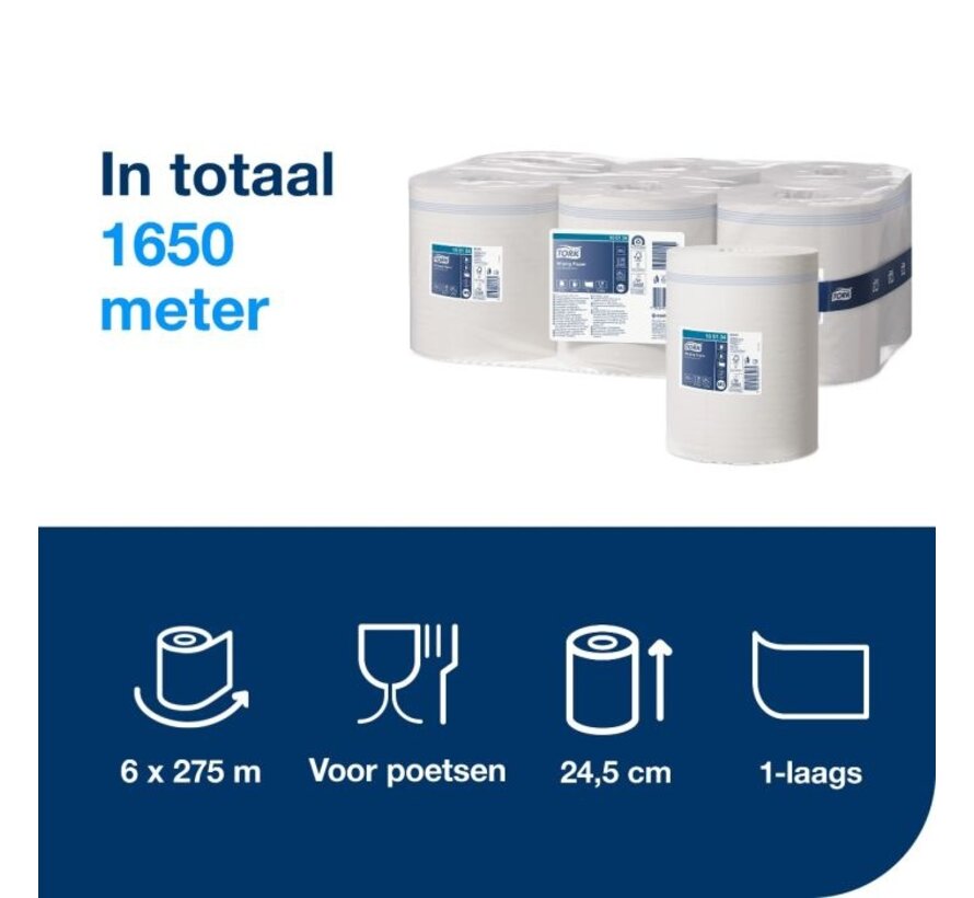 Wiping Poetspapier 1-laags – Midirol 275 m (Doos à 6 rollen) - 100134
