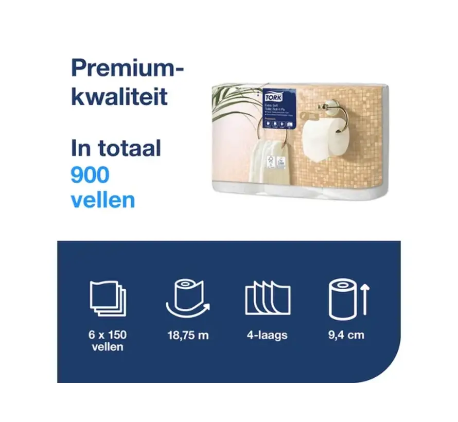 Toilet paper T4 Premium 4-ply 150 sheets white - 110406
