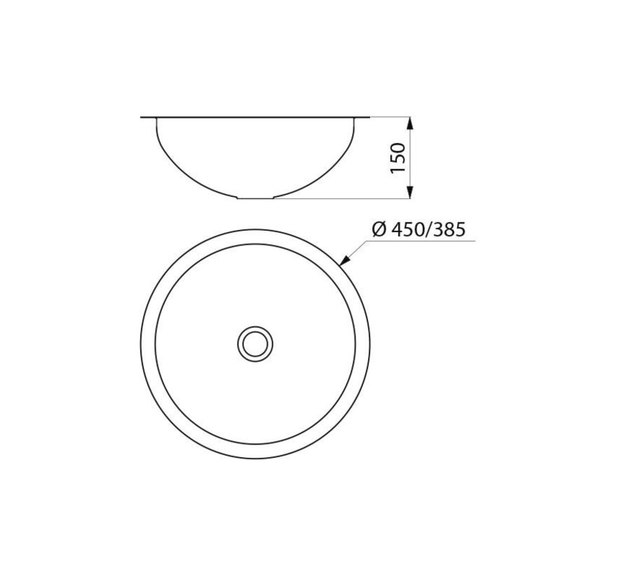 HEMI wastafel voor inbouw Ø 385