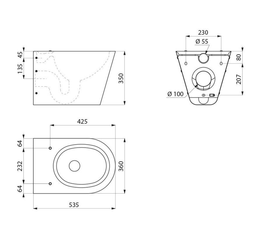 S21 S hangtoilet zwart