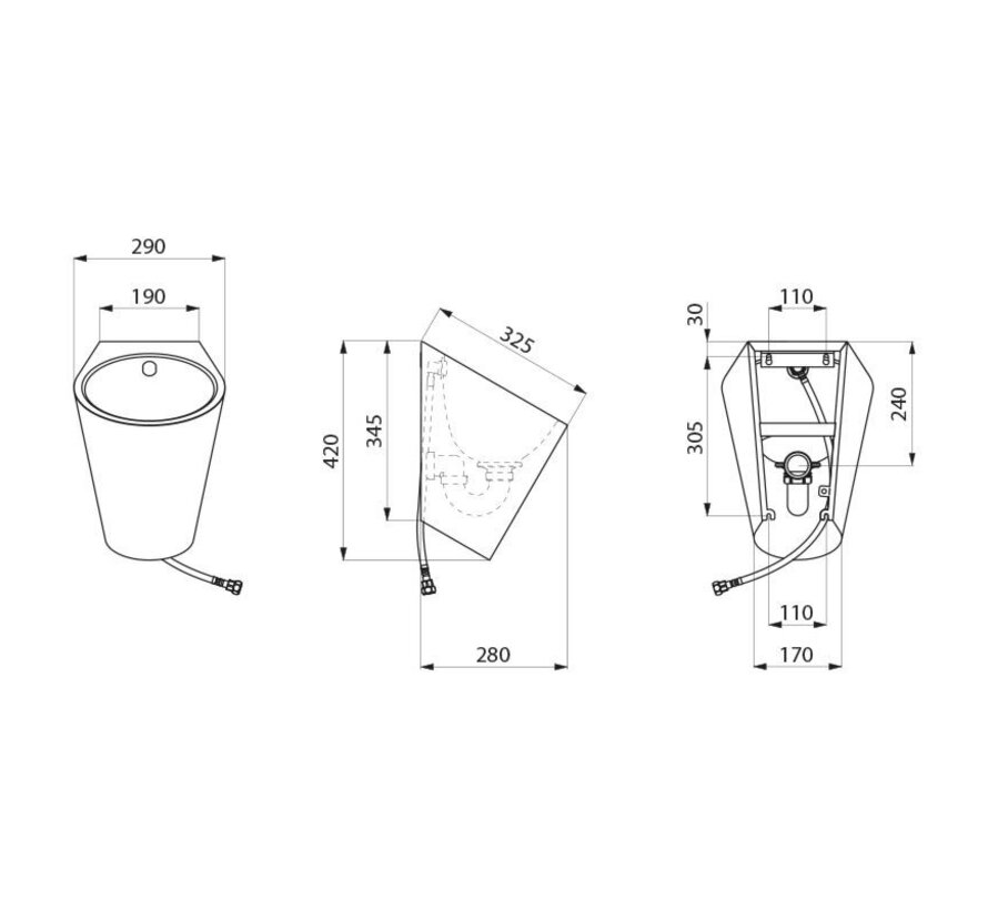 FINO design urinoir zwart