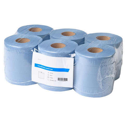 HS Midi wiping roll blue recycled 2-ply (6 x 135 m) - 2193