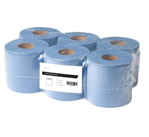 HS Rouleau d'essuyage midi bleu cellulose 1 pli (6 x 245 m) - 2196