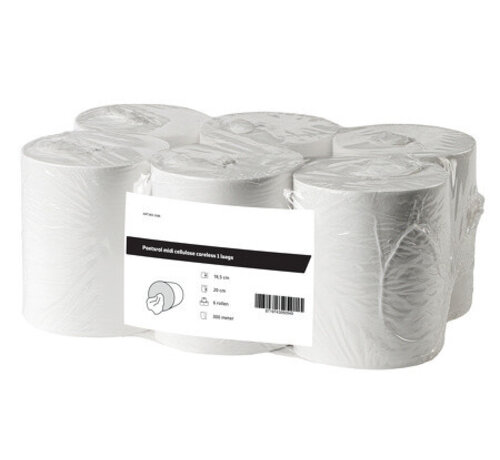 HS Poetsrol midi cellulose 1-laags kokerloos (6 x 300 m) - 2186-FSC