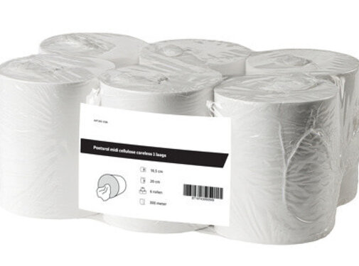 HS Poetsrol midi cellulose 1-laags kokerloos (6 x 300 m)