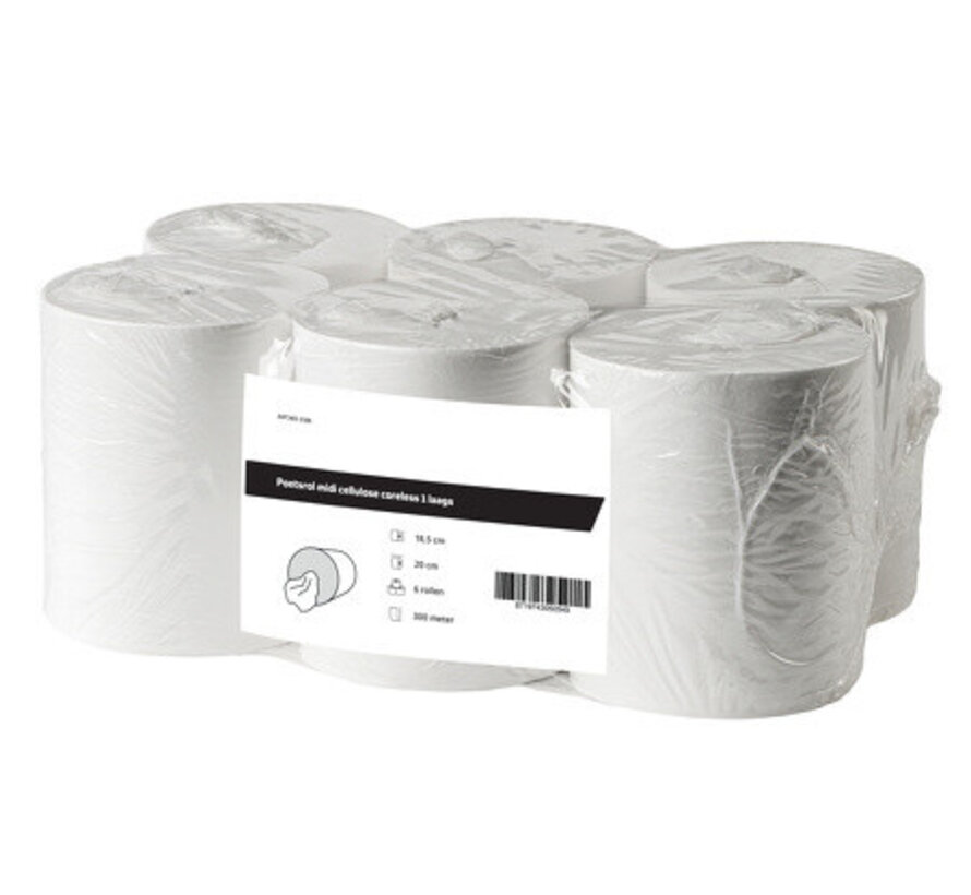 Midi wiping roll cellulose 1-ply coreless (6 x 300 m) - 2186-FSC