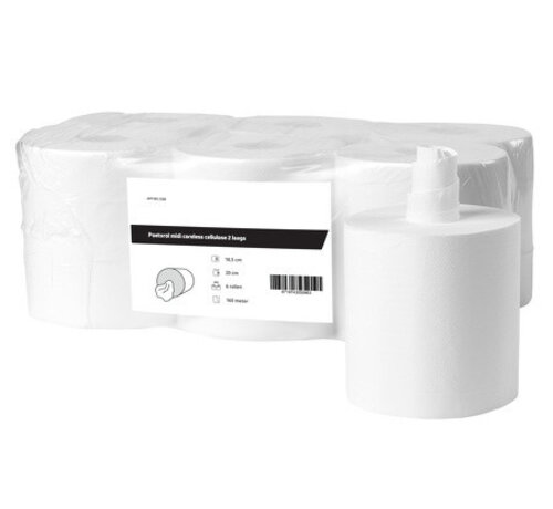 HS Midi wiping roll cellulose 2-ply coreless (6 x 160 m) - 2188-FSC