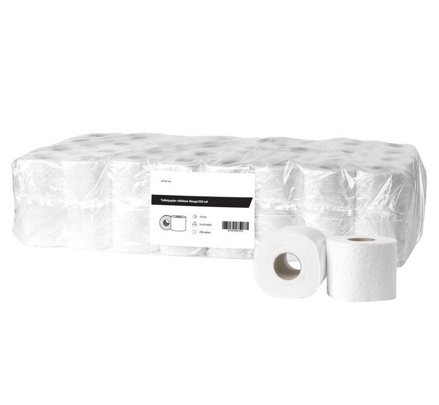 Toiletpapier cellulose 3-laags 250 vel (72 rollen) - 2100-FSC