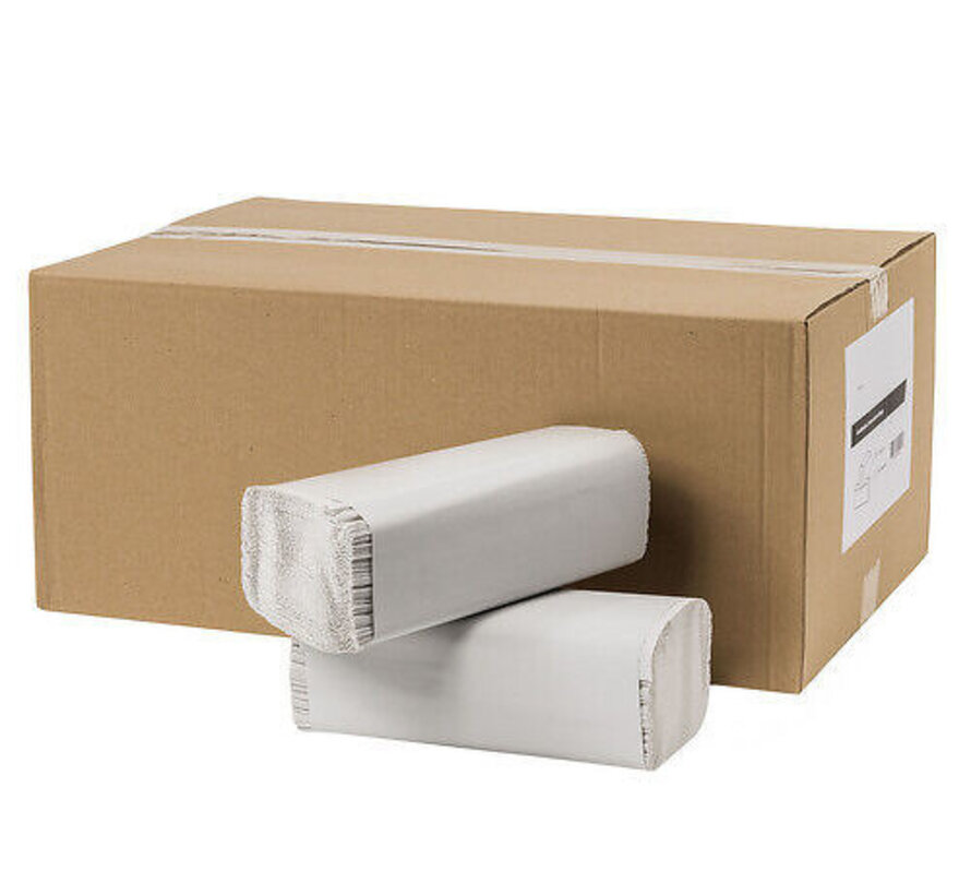 Essuie-mains pliés en Z recyclés blancs 1 pli (5000 pcs) - 2152-FSC