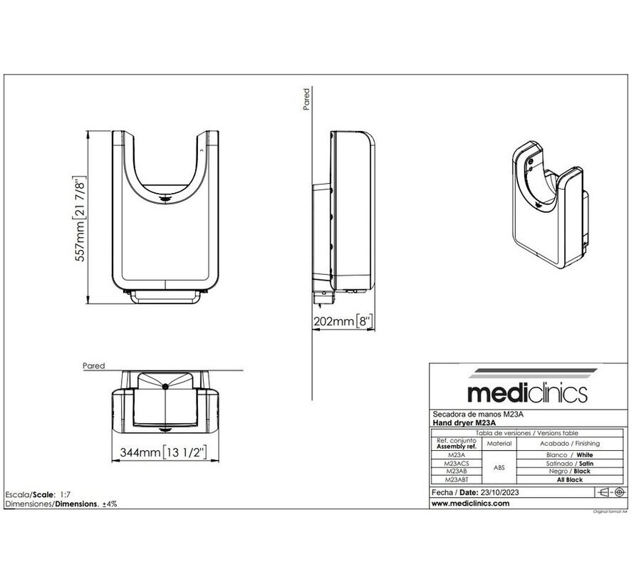 Mediclinics U-Flow handdroger grijs automatisch - M23ACS