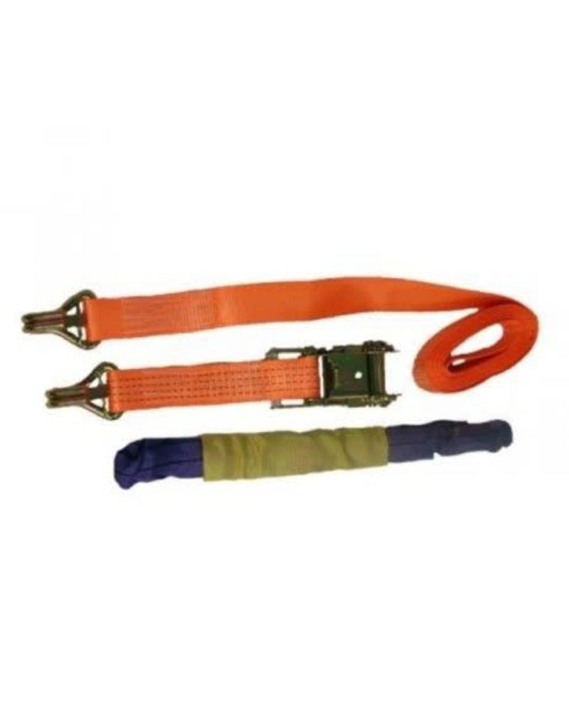4.8m Yellow Ratchet Strap with Claw Hooks and Soft Link | Fieldfare Trailer Centre
